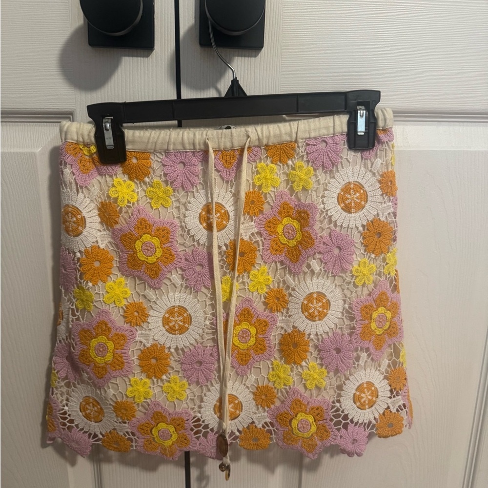 Zara Crochet Skirt with Floral Patterns